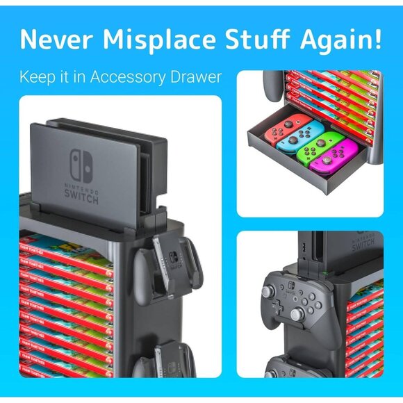 Game Storage Tower for Nintendo Switch - Game Disk Rack, Controller Organizer - Picture 8 of 9